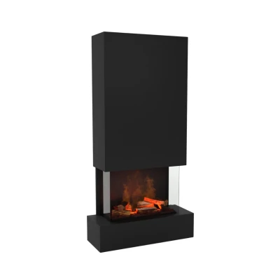 Glow Fire Hölderlin Tall Black OMC 600 Wall-mounted Water Vapour Fireplace – Realistic Flame Effect