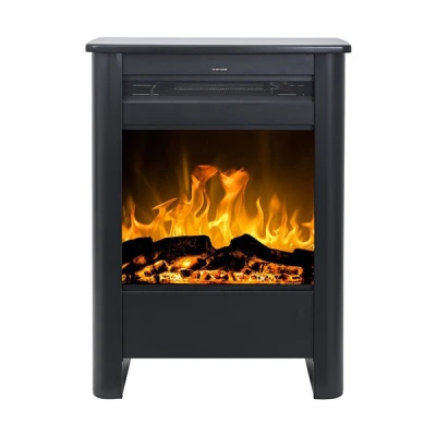 Vegas Electric Fireplace with Campfire Flame Effect, Black, Adjustable Heat