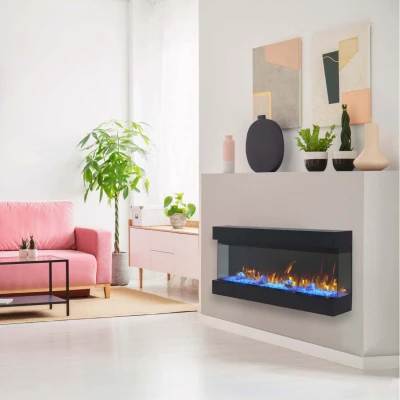 Aflamo Imperial 110 cm wall-mounted 3-sided electric fireplace in matte black
