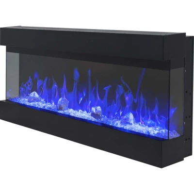 Aflamo Imperial 183 cm wall-mounted 3-sided electric fireplace in matte black with LED flames