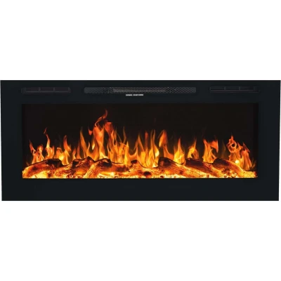 Aflamo Majestic 114 cm electric fireplace with front-facing flame and black glass design