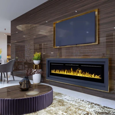 Aflamo Majestic 114 cm electric fireplace with front-facing flame and black glass design