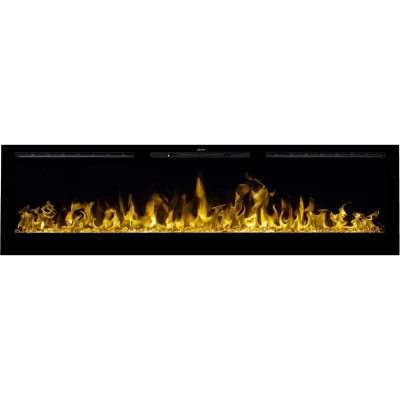 Aflamo Majestic 165 cm wall-mounted inset electric fireplace Aflamo Majestic 165 cm electric fireplace in black glass finish