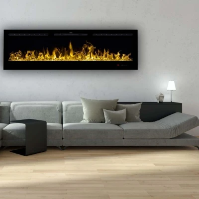 Aflamo Majestic 183 cm black glass electric fireplace