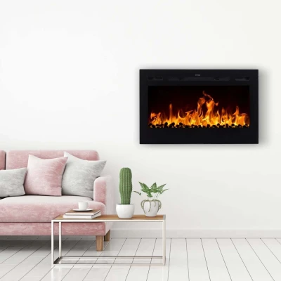 Majestic 92 cm Electric Fireplace with Adjustable Heat, Black, Energy-Saving LED