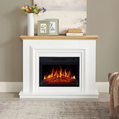 ArtiFlame Marbelya white electric fireplace suite with 23-inch insert