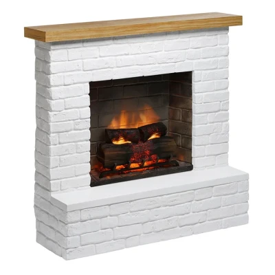 TAGU Rolf Electric Fireplace – White Brick Look | Buy Here TAGU Rolf Electric Fireplace – White Brick Look mantel fireplace with PowerFlame 1 or 2 electric insert