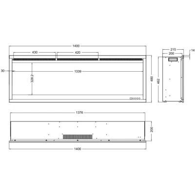 Aflamo Royal 3D 140 cm built-in electric fireplace with 3D flame and glowing embers
