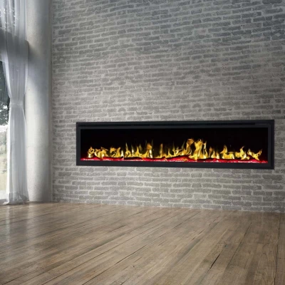 Royal 72 inch wall-mounted electric fireplace Royal 72 inch wall-mounted electric fireplace with LED flames and decorative crystals/logs