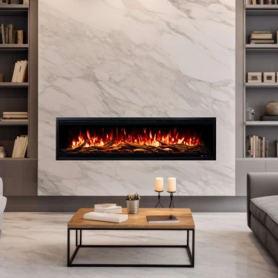 Royal 3D Wall-Mounted Electric Fireplace in Black