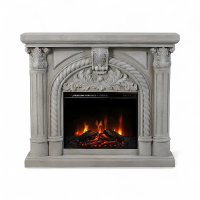 ScandiFlames Embla freestanding electric fireplace with ornate polystone frame and Eldur 23" insert