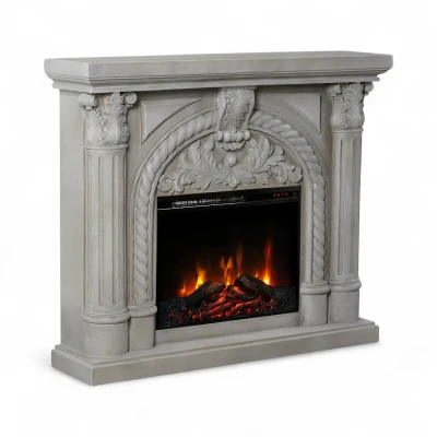 ScandiFlames Embla freestanding electric fireplace with ornate polystone frame and Eldur 23" insert