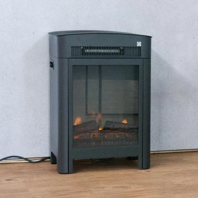 Black standing electric fireplace Black standing electric fireplace