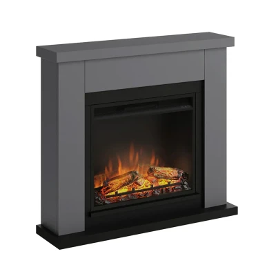 Grey electric fireplace - electric stove - with heat control and remote control