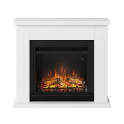 TAGU Frode Electric Fireplace – White Freestanding Design, PowerFlame 1 or 2 Insert