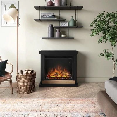 TAGU Hagen Electric Fireplace – Black Freestanding Heater, 1500W, Remote & Thermostat