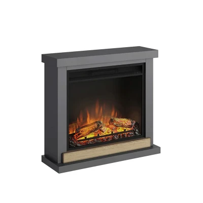 TAGU Hagen Electric Fireplace – Grey Freestanding Heater, 1500W, Thermostat & Remote