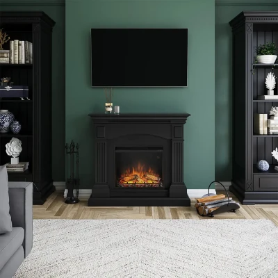 TAGU Magna Electric Fireplace – Black Freestanding Mantel Fireplace - Choose between PowerFlame 1 or 2 insert