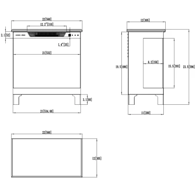 Aflamo Tower 3D 56 cm black 3-sided freestanding electric fireplace