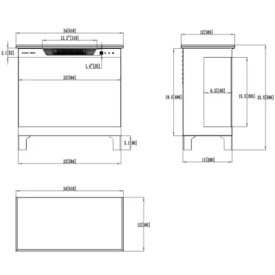Aflamo Tower 3D 61 cm black 3-sided freestanding electric fireplace
