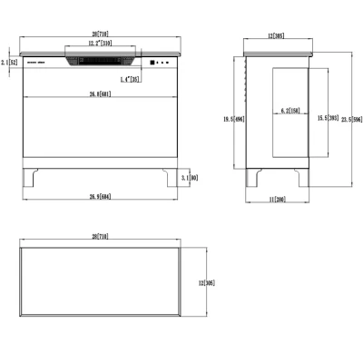 Aflamo Tower 3D 71 cm black 3-sided freestanding electric fireplace