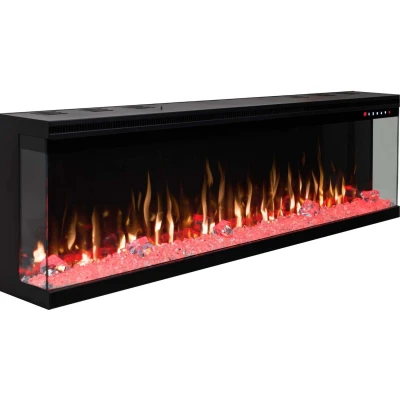 Aflamo Unique Electric Fireplace – Three-Sided LED Flames, Adjustable Brightness, Wall-Mounted Design, 1.5 kW Heat Output