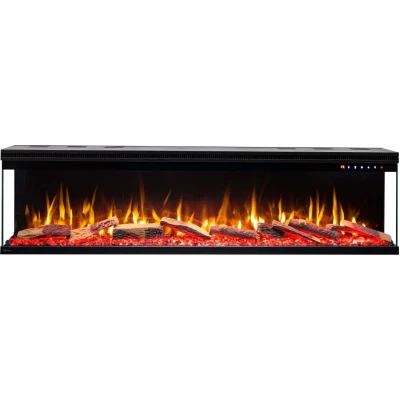 Aflamo Unique Electric Fireplace – Three-Sided LED Flames, Adjustable Brightness, Wall-Mounted Design, 1.5 kW Heat Output