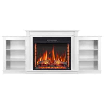 ArtiFlame Vogue white electric fireplace suite with shelves and TV stand design