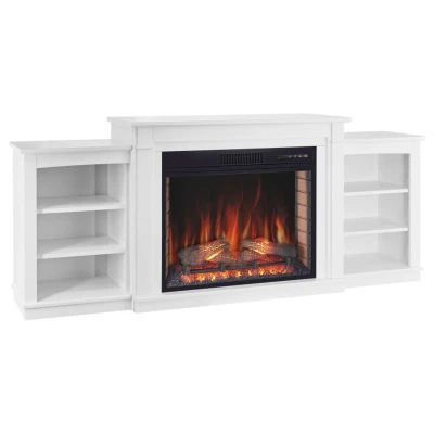 ArtiFlame Vogue white electric fireplace suite with shelves and TV stand design