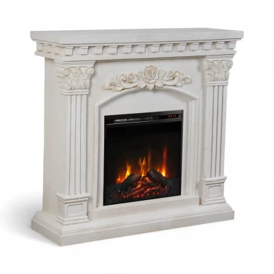 ScandiFlames Freyr Freestanding Electric Fireplace | Buy here ScandiFlames Freyr electric fireplace with Eldur 18" insert, stone-look Polystone MGO frame