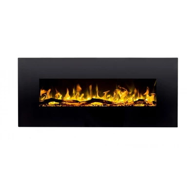 Albion Black Electric Fireplace with Adjustable Heat, Black, Energy-Saving LED