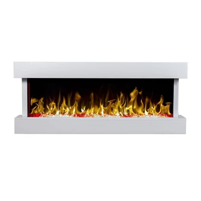Modena White Electric Fireplace with Adjustable Heat, White, Energy-Saving LED