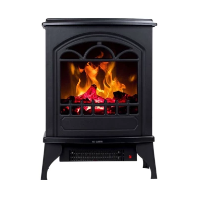 Hoover Electric Fireplace with Campfire Flame Effect, Black, Adjustable Heat