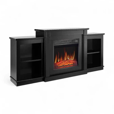 ArtiFlame Fashion Ebony electric fireplace suite with AF18 insert and shelving