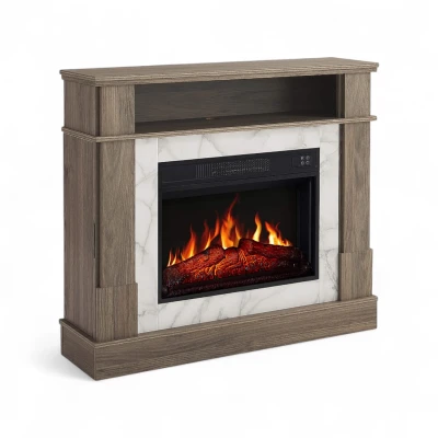 For Living grey oak mantel electric fireplace with 23-inch insert option