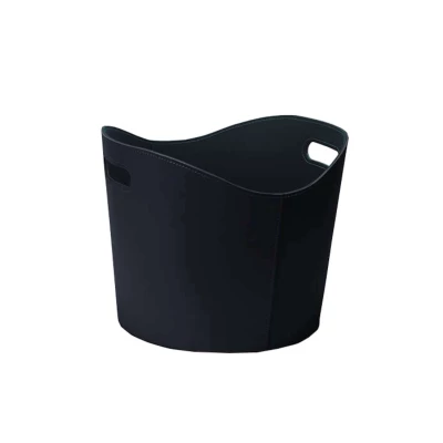 Sort brændekurv i imiteret læder - Køb online nu Firewood basket - Black