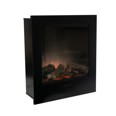 Black built-in electric fireplace without heating - width 60,5 cm Black built-in electric fireplace without heating - width 60,5 cm