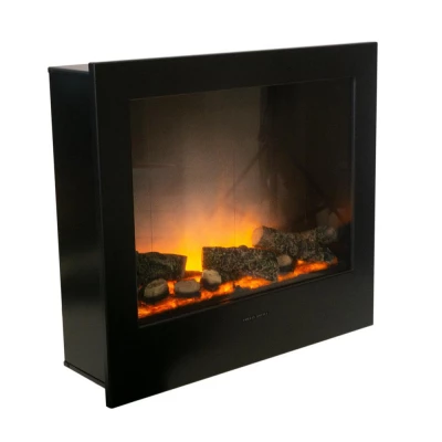 Black built-in electric fireplace without heat - width 75,5 cm Black built-in electric fireplace without heat - width 75,5 cm