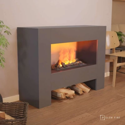 Glow Fire Fallada Grey - OMC 600 | Freestanding Water Vapour Fireplace, Grey Glow Fire Fallada Grey - OMC 600 | Freestanding Water Vapour Fireplace, Grey, 120 cm x 90 cm x 40 cm