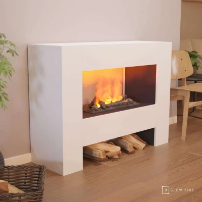 Glow Fire Fallada White - OMC 600 | Freestanding Water Vapour Fireplace, White Glow Fire Fallada White - OMC 600 | Freestanding Water Vapour Fireplace, White, 120 cm x 90 cm x 40 cm