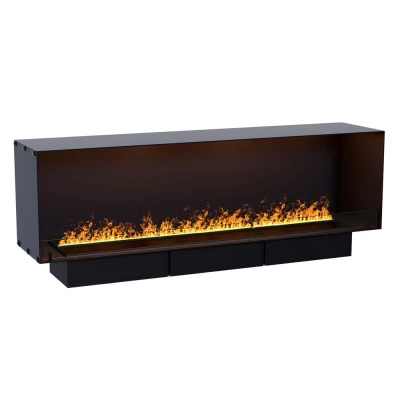 Foco Myst One 1800 – Built-in hybrid fireplace with front glass Foco Myst One 1800 – Hybrid fireplace with one open side and Opti-Myst technology