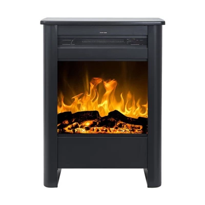 Vegas Electric Fireplace with Campfire Flame Effect, Black, Adjustable Heat