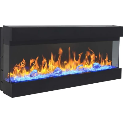Imperial 43" 3-sided electric fireplace by Aflamo – with crystals and logs Aflamo Imperial 110 cm wall-mounted 3-sided electric fireplace in matte black
