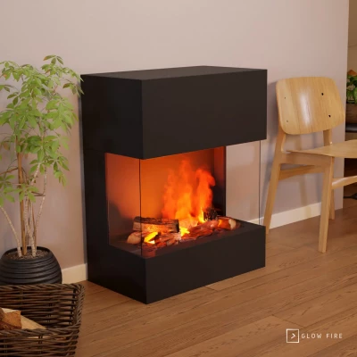 Glow Fire Kästner Black - OMC 600 | Freestanding Water Vapour Fireplace Glow Fire Kästner Black - OMC 600 | Freestanding Water Vapour Fireplace, 89 cm x 70 cm x 40 cm