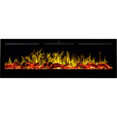 Aflamo Majestic 128 cm LED electric fireplace with black glass and decorative flame