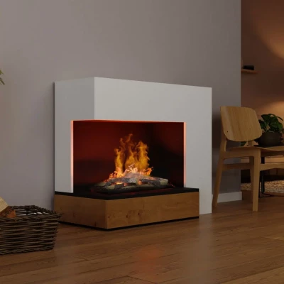 Glow Fire Planck Left-Sided - OMC 600 | Freestanding Water Vapour Fireplace Glow Fire Planck Left-Sided - OMC 600 | Freestanding Water Vapour Fireplace, 90 cm x 109 cm x 53 cm