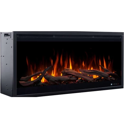 Royal 3D Wall-Mounted Electric Fireplace in Black