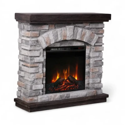 Ask electric fireplace with Eldur 18" insert – freestanding, realistic LED flames Ask - Electric Fireplace in Polystone