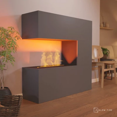 Glow Fire Schiller Grey - OMC 600 | Freestanding Water Vapour Fireplace Glow Fire Schiller Grey - OMC 600 | Freestanding Water Vapour Fireplace, 120 cm x 120 cm x 38 cm