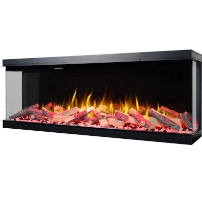 Aflamo Superb 60 3-sided electric fireplace with LED flames Aflamo Superb 60 black 3-sided inset electric fireplace